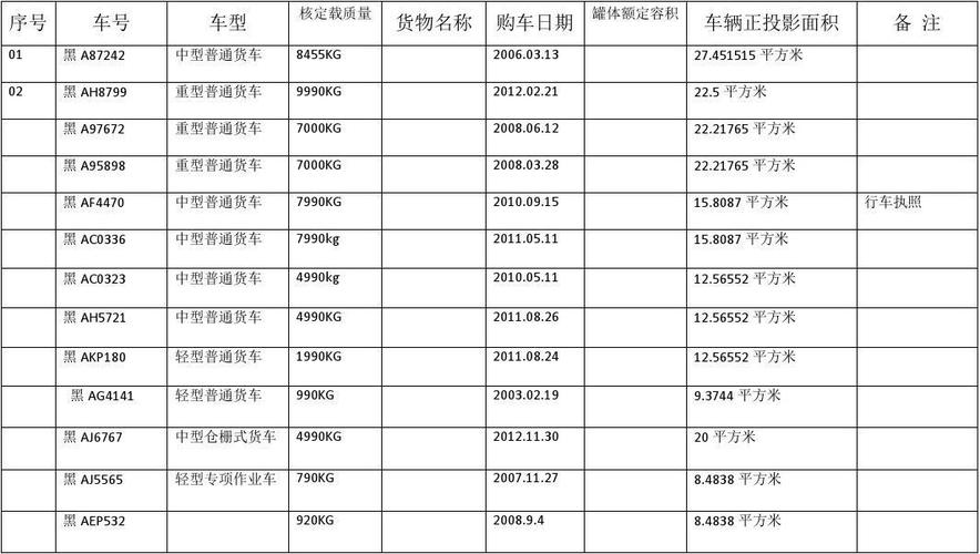 企業貨運車輛自查表格企業貨運車輛自查表格模板